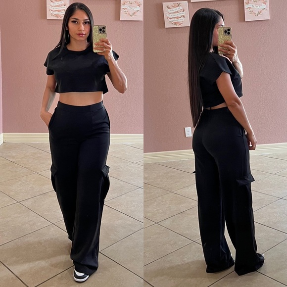 Vivian Cargo Pant Set- black - Picture 2 of 3